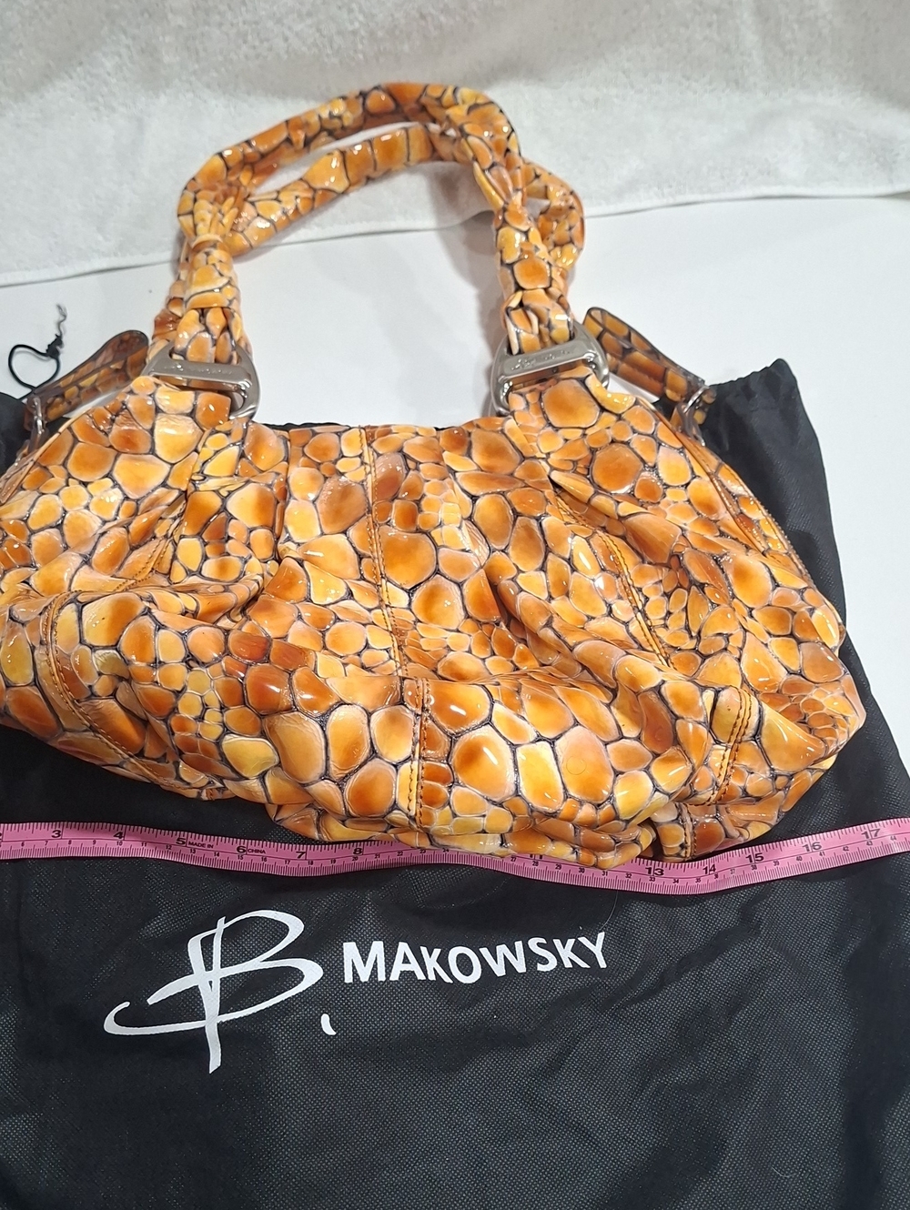 b. makowsky Honey Amber Patterned Shoulder Bag